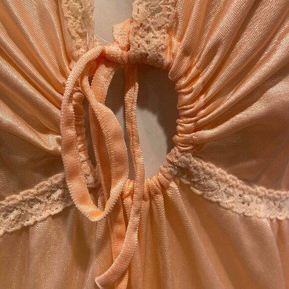Vintage peach negligee night gown Long - Picture 4 of 9